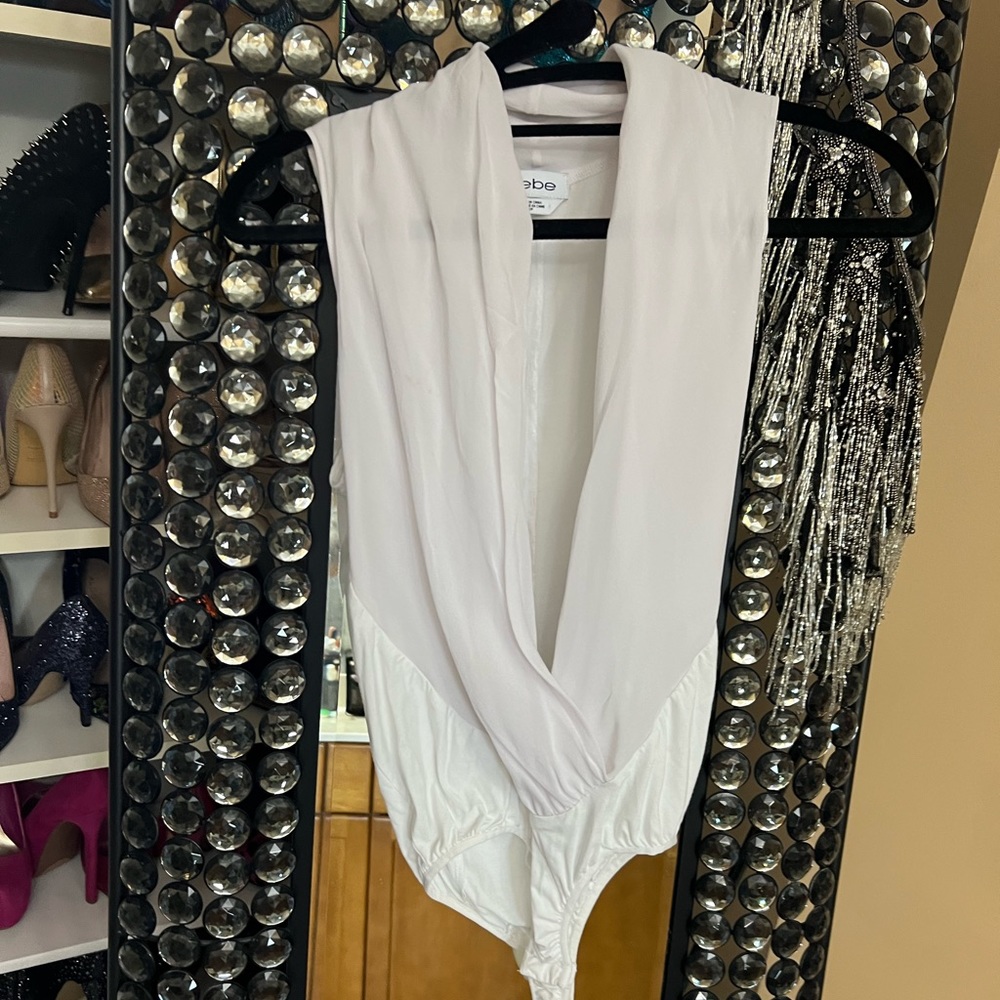 Sheer white Bebe Bodysuit Small